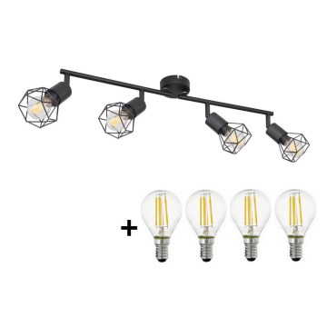 Globo - LED Einbauleuchte 4xE14/6W/230V schwarz