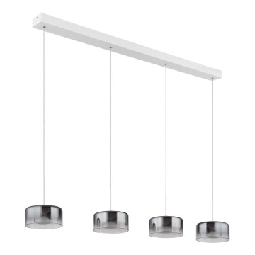 Globo - LED-Pendelleuchte mit Stahlseil LED/24W/230V weiß/rauchgrau