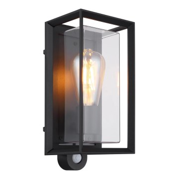 Globo - Outdoor-Wandleuchte mit Sensor 1xE27/60W/230V IP44 schwarz