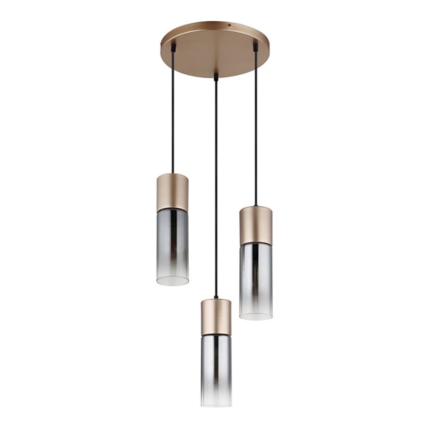 Globo - Pendelleuchte an Kabel 3xE27/25W/230V bronzefarben Ø 30 cm