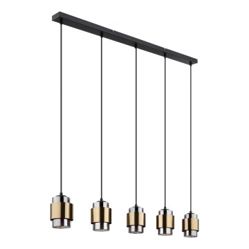 Globo - Pendelleuchte mit Kabel 5xE27/40W/230V schwarz/messing