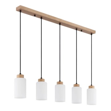 Globo - Pendelleuchte mit Kabel 5xE27/60W/230V Eiche/Weiß