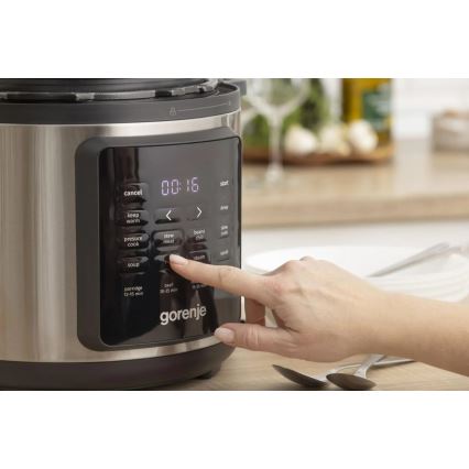 GORENJE GMC6SBK - Multifunktionaler elektrischer Kochtopf 6 l, 8-in-1, 1000 W/230 V, Edelstahl