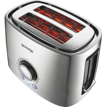 GORENJE T1000E - Toaster mit zwei Schlitzen und Brötchenaufsatz, 1000W/230V, Edelstahl