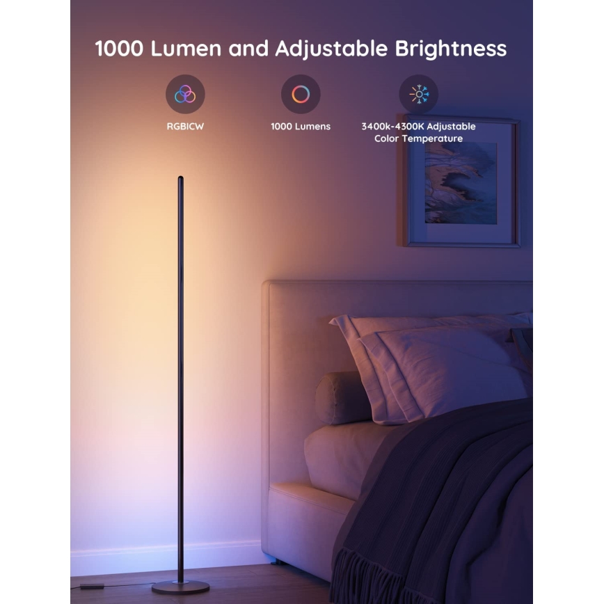 Govee - dimmbare LED RGBW Stehlampe LITE MATTER LED/24W/230V Wi-Fi