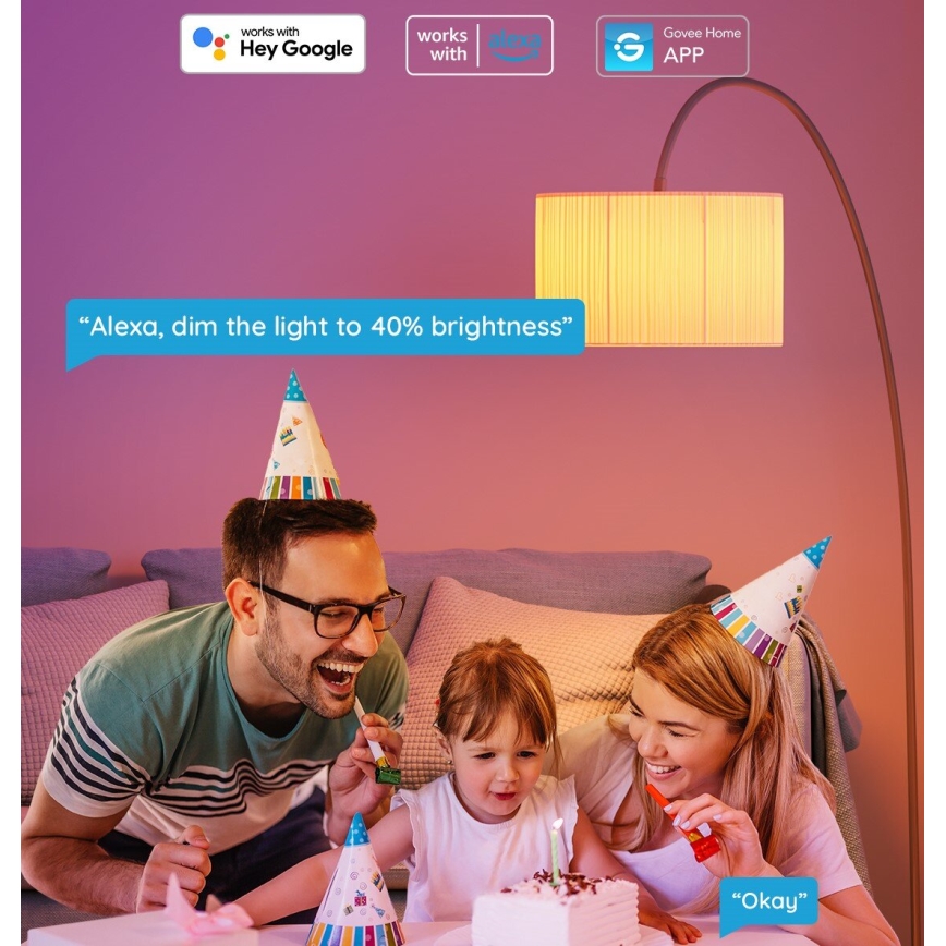 Govee - Dimmbare LED-RGBWW-Glühlampe Smart E27/12W/230V 2700-6500K Wi-Fi