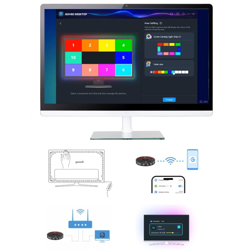 Govee - Dreamview G1 Smart LED RGBIC Monitorbeleuchtung 27-34 Wi-Fi