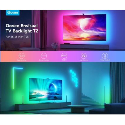 Govee - DreamView T2 DUAL TV 55-65" SMART LED-Hintergrundbeleuchtung RGBIC Wi-Fi + Fernbedienung