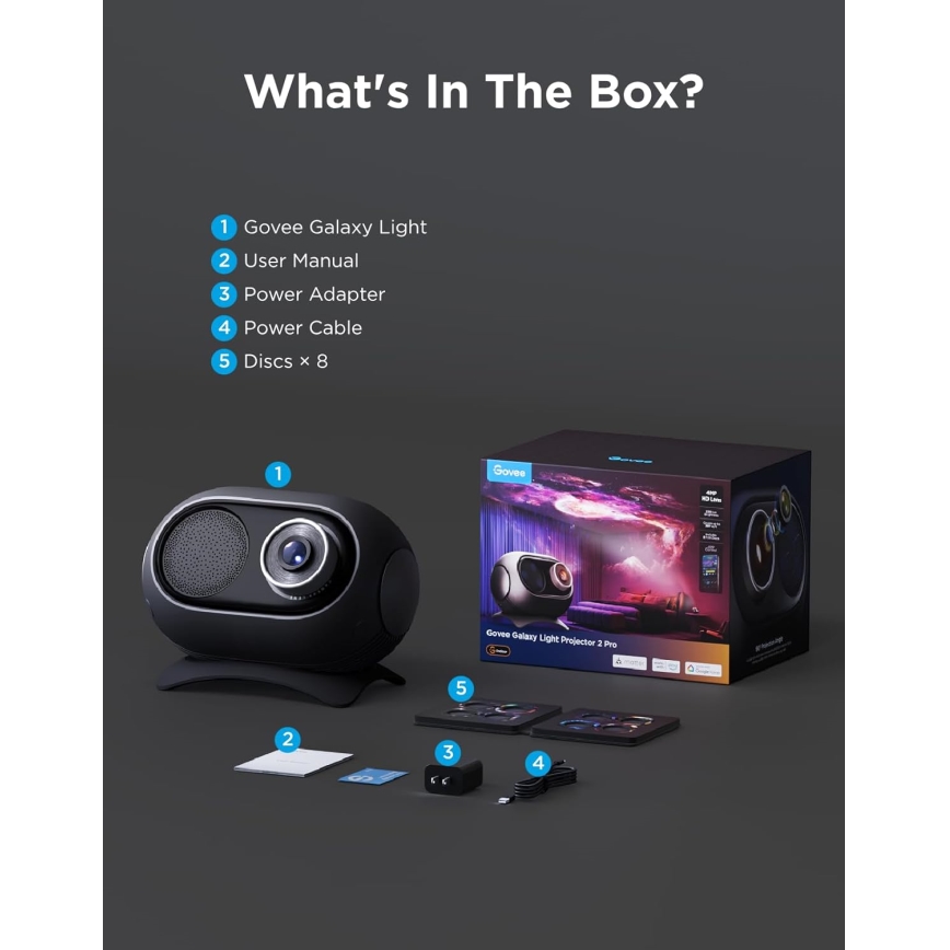 Govee - Galaxy Light Projector 2 Pro Matter mit Wi‑Fi-Lautsprecher