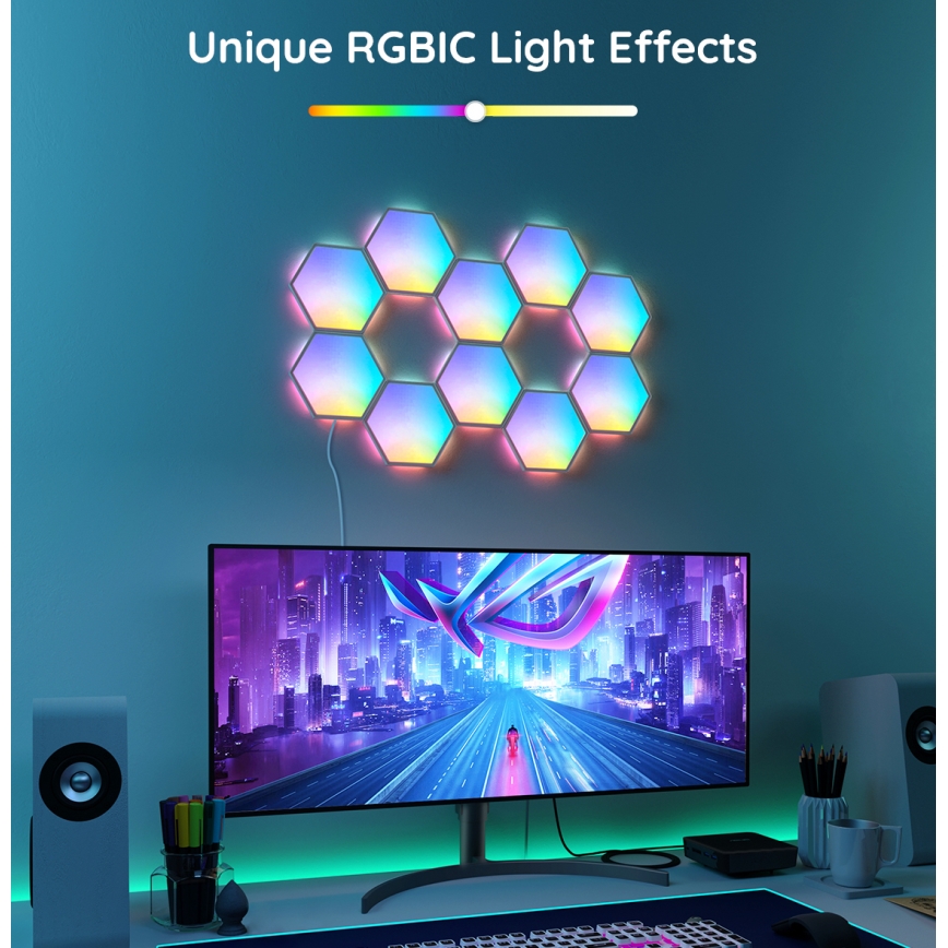 Govee - SET 10x LED RGB Dimmbares Panel LED/36W/230V Wi-Fi