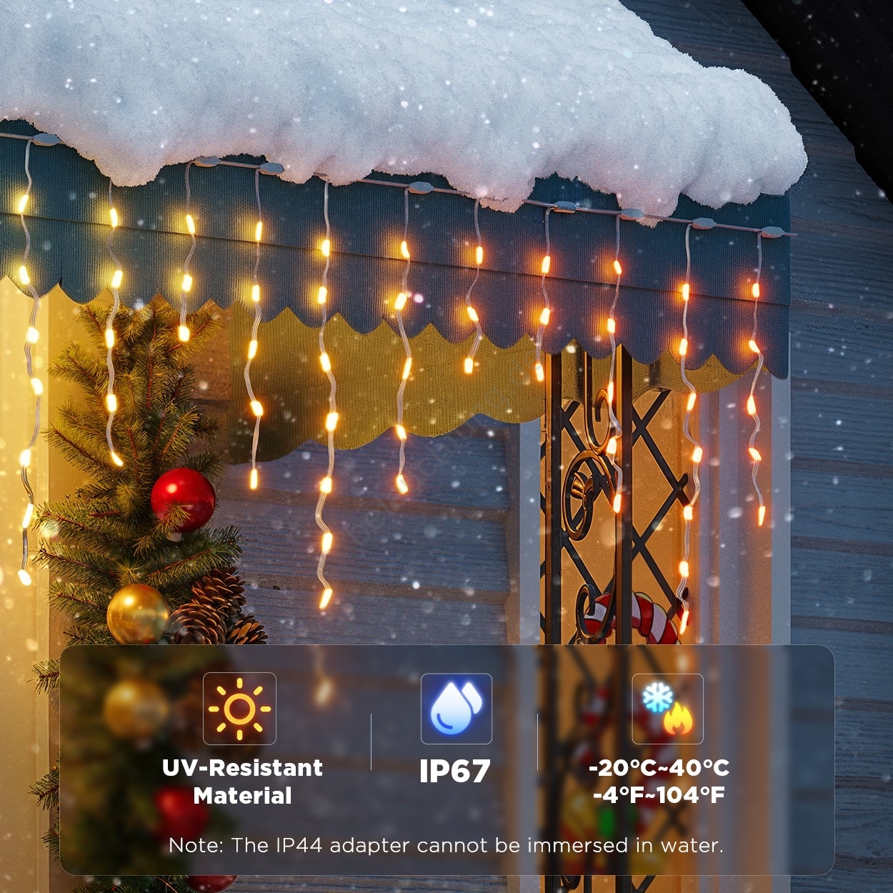 Govee - LED RGBIC Eiszapfen-Lichterkette für den Außenbereich 10 m Wi-Fi Matter IP65