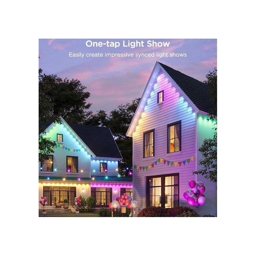 Govee - LED RGBIC-Lichterkette mit Downlights, 30 m, Wi-Fi, Matter, IP67