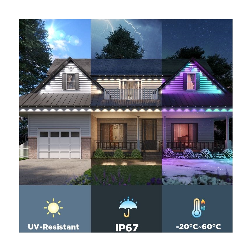 Govee - LED RGBIC-Lichterkette mit Downlights, 30 m, Wi-Fi, Matter, IP67