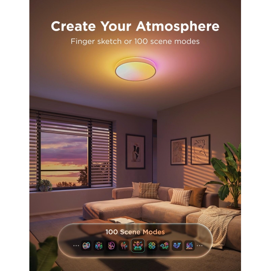 Govee - LED RGBICWW dimmbare Deckenleuchte LED/55W/230V Ø 46 cm Matter Wi-Fi
