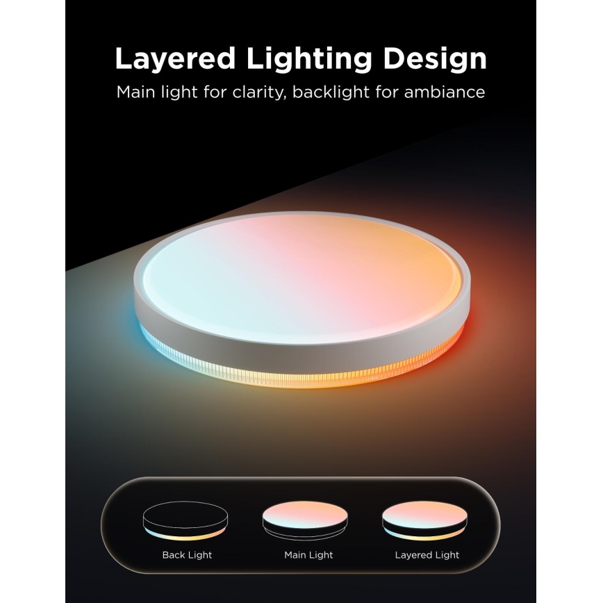 Govee - LED RGBICWW dimmbare Deckenleuchte LED/55W/230V Ø 46 cm Matter Wi-Fi