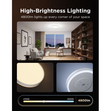 Govee - LED RGBICWW dimmbare Deckenleuchte LED/55W/230V Ø 46 cm Matter Wi-Fi
