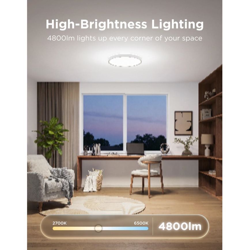 Govee - LED RGBICWW dimmbare Deckenleuchte LED/55W/230V Ø 46 cm Matter Wi-Fi