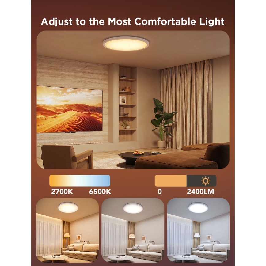 Govee - LED RGBICWW dimmbare Deckenleuchte LED/29W/230V Ø 30 cm Matter Wi-Fi