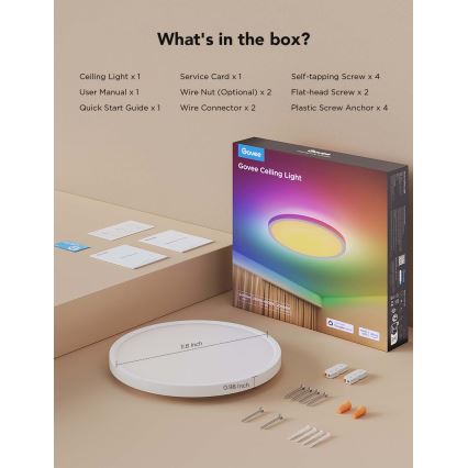 Govee - LED RGBICWW dimmbare Deckenleuchte LED/29W/230V Ø 30 cm Matter Wi-Fi