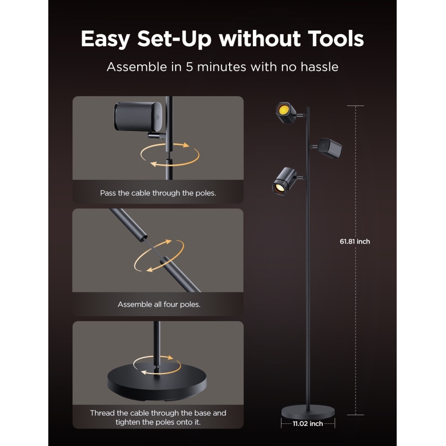 Govee - LED RGBICWW dimmbare Stehlampe TREE MATTER LED/48W/230V Wi-Fi