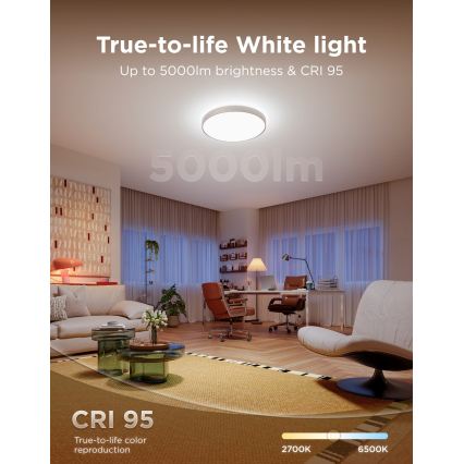 Govee - LED RGBICWW Dimmbare Deckenleuchte LED/55W/230V Ø 53 cm Matter Wi-Fi