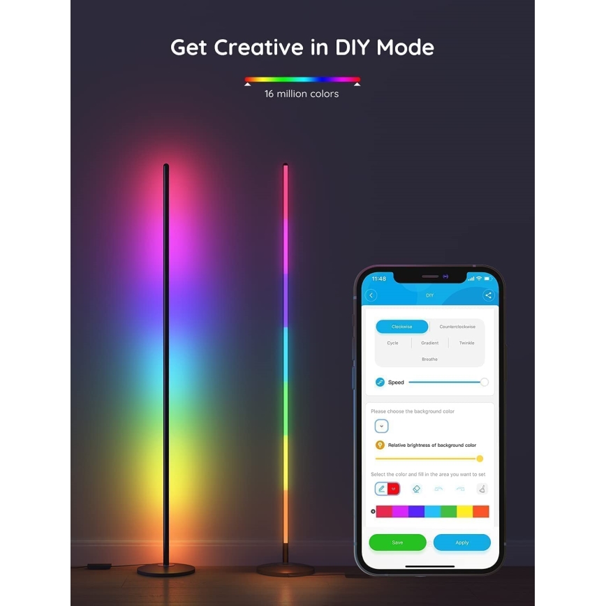 Govee - LED RGBW Dimmbare Stehlampe LITE MATTER LED/24W/230V Wi-Fi 36 cm