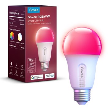 Govee - LED RGBWW dimmbares Leuchtmittel Smart MATTER E27/9W/230V 2700-6500K Wi-Fi
