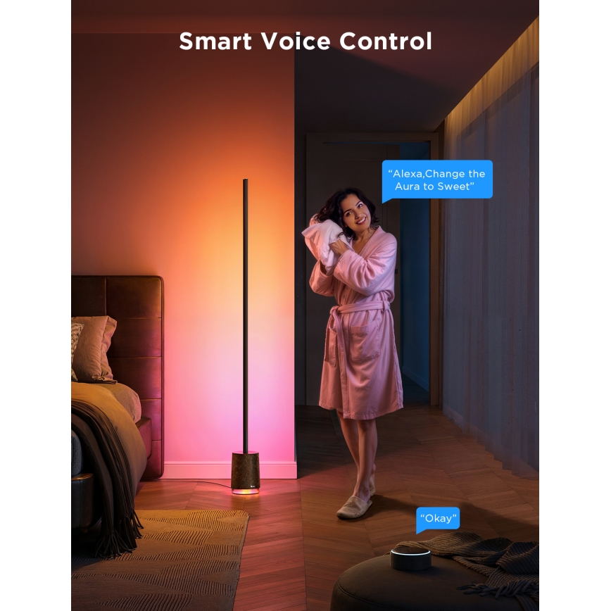 Govee - Dimmbare LED-Stehleuchte mit Lautsprecher Pro RGBICWW 2200-6500K Wi-Fi + Fernbedienung