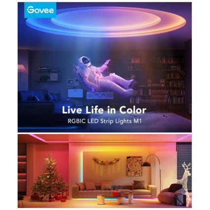 Govee - M1 PRO PREMIUM Smart RGBICW + LED-Verlängerungsstreifen 1m Wi-Fi Matter