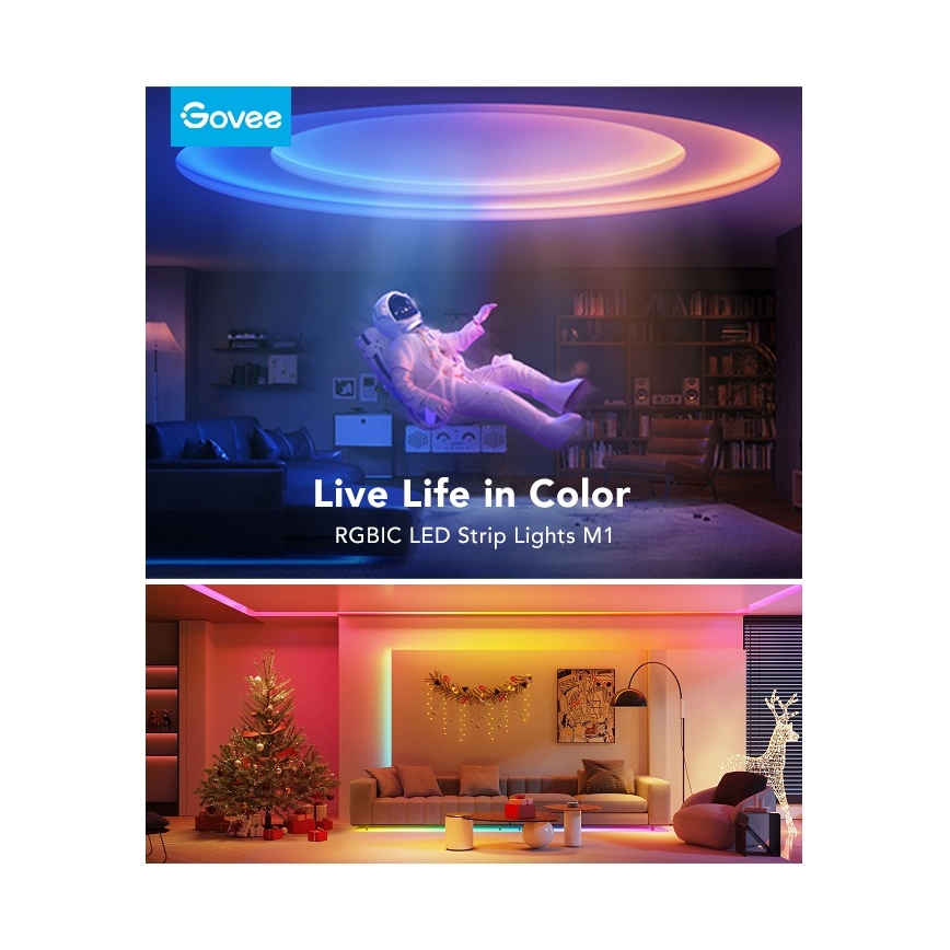 Govee - M1 PRO PREMIUM Smart RGBICW + LED-Verlängerungsstreifen 1m Wi-Fi Matter