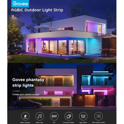 Govee - Phantasy Outdoor Pro SMART LED-Streifen 10m - für den Außenbereich RGBIC Wi-Fi IP65