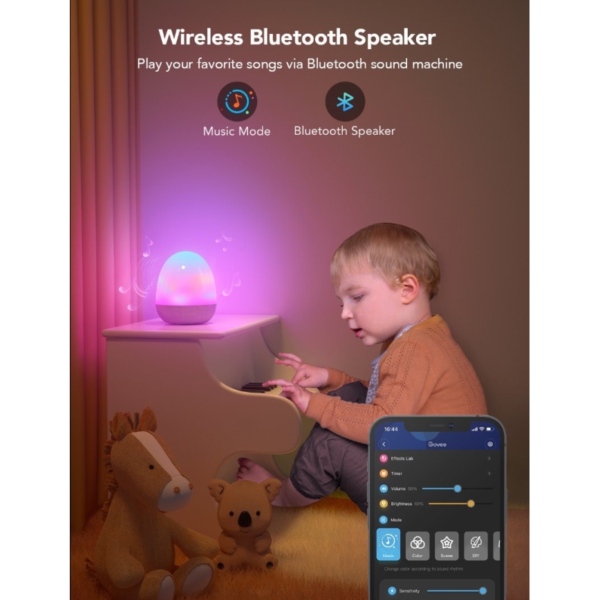 Govee - RGBIC Night Smart LED-Leuchte mit Lautsprecher Wi-Fi