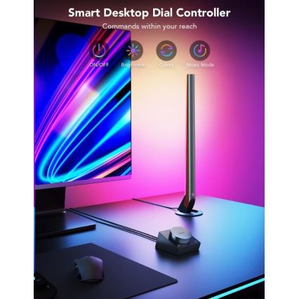 Govee - SET 2x Smart Gaming Wi-Fi LED RGBIC Panels + Smart Dual schwarz + Fernbedienung