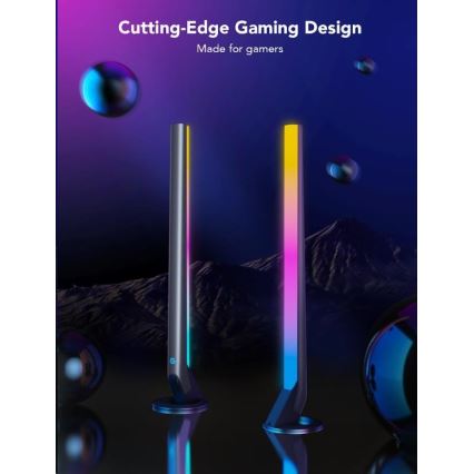 Govee - SET 2x Smart Gaming Wi-Fi LED RGBIC Panels + Smart Dual schwarz + Fernbedienung