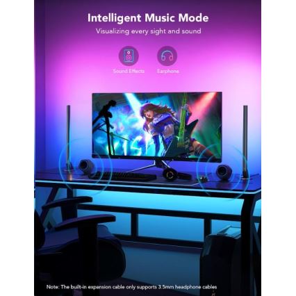 Govee - SET 2x Smart Gaming Wi-Fi LED RGBIC Panels + Smart Dual schwarz + Fernbedienung