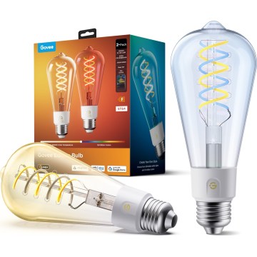 Govee - Set 2xLED RGBWW dimmbares Leuchtmittel Smart MATTER ST64 E27/5W/230V 2700-6500K Wi-Fi