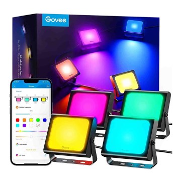 Govee - SET 4x Flutlichter für den Außenbereich SMART LED Leuchten Wi-Fi IP66