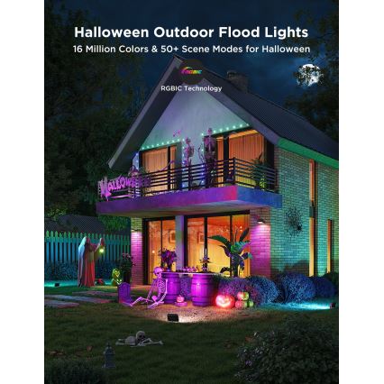 Govee - Set mit 4 dimmbaren LED-Strahlern RGBICWW, 24W/230V, IP66, matt, Wi-Fi