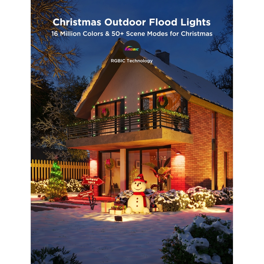 Govee - Set mit 4 dimmbaren LED-Strahlern RGBICWW, 24W/230V, IP66, matt, Wi-Fi