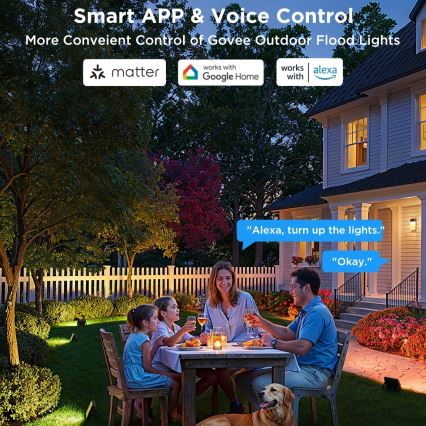 Govee - Set mit 4 dimmbaren LED-Strahlern RGBICWW, 24W/230V, IP66, matt, Wi-Fi