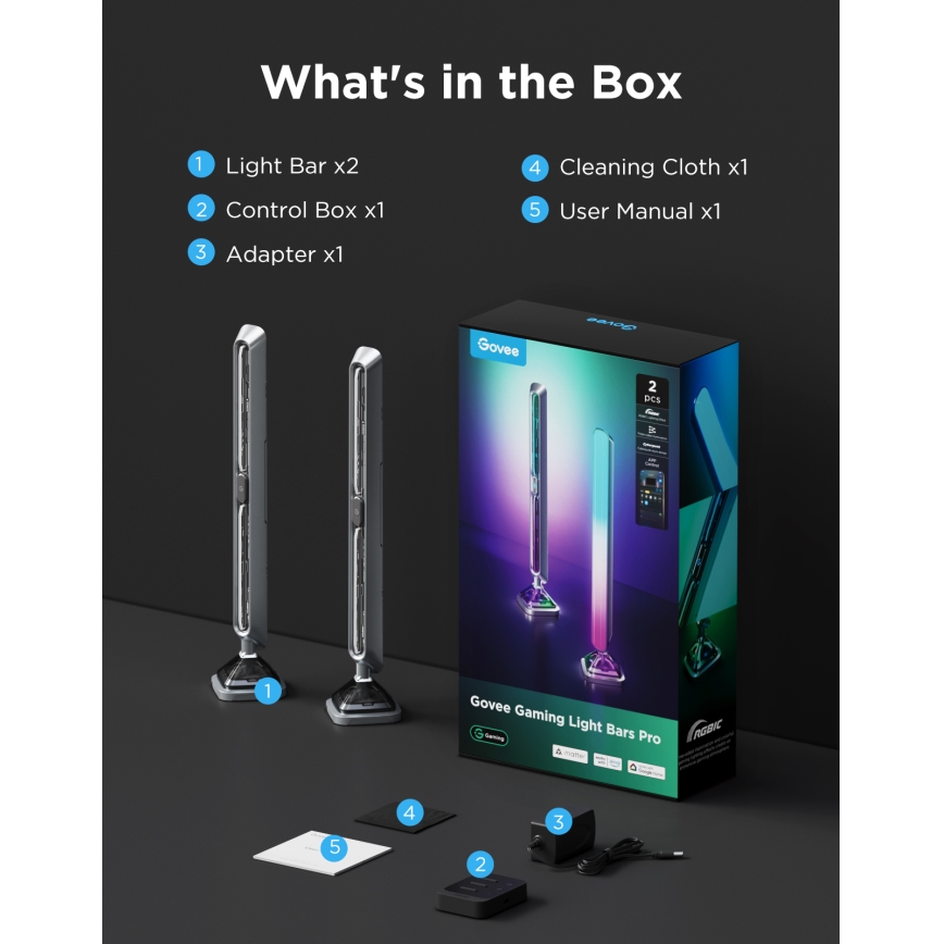 Govee - Smart RGBIC Gaming Pro Lichtpaneele Matter Wi-Fi