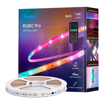 Govee - Wi-Fi RGBIC Smart PRO LED-Streifen 3m - extra langlebig