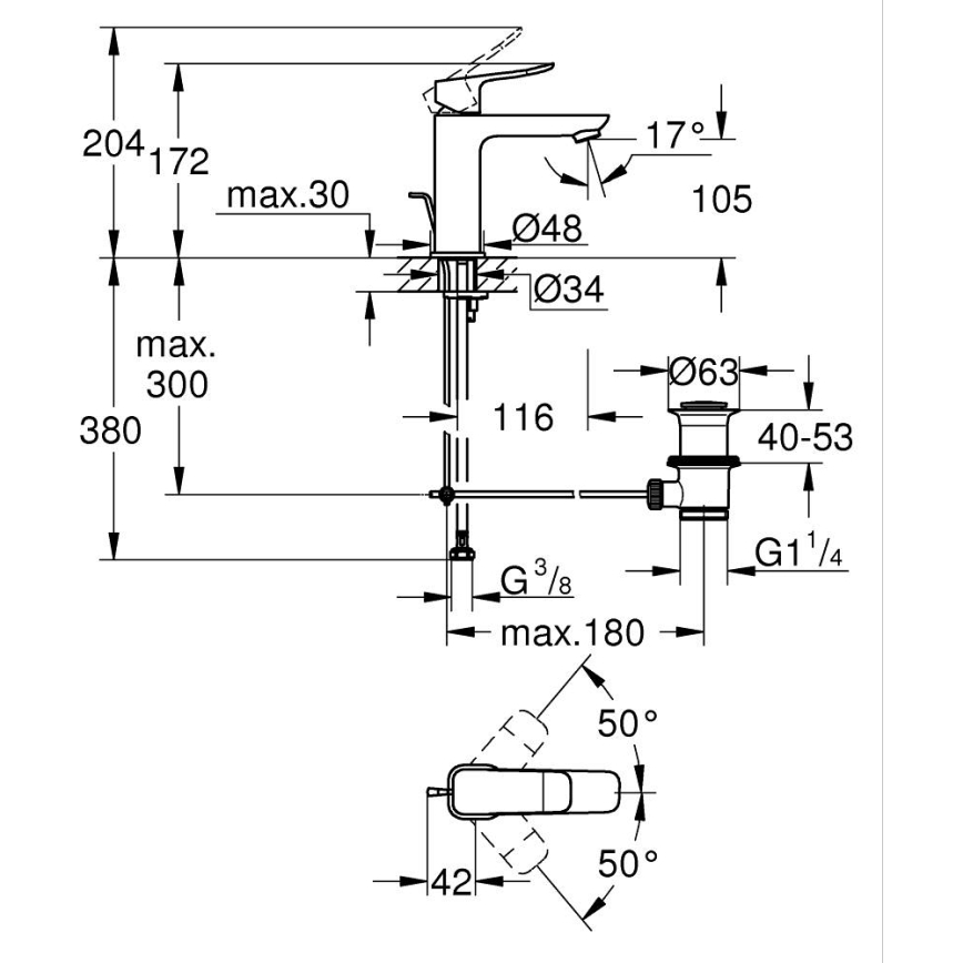 GROHE 1018322430 - Waschtischarmatur DICE M schwarz
