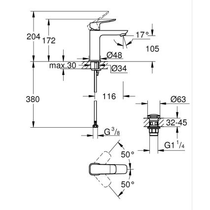 GROHE 1018332430 - Waschtischarmatur DICE M schwarz