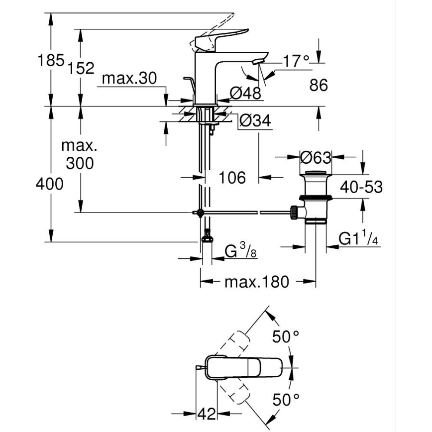 GROHE 1018562430 - Waschtischarmatur DICE S schwarz