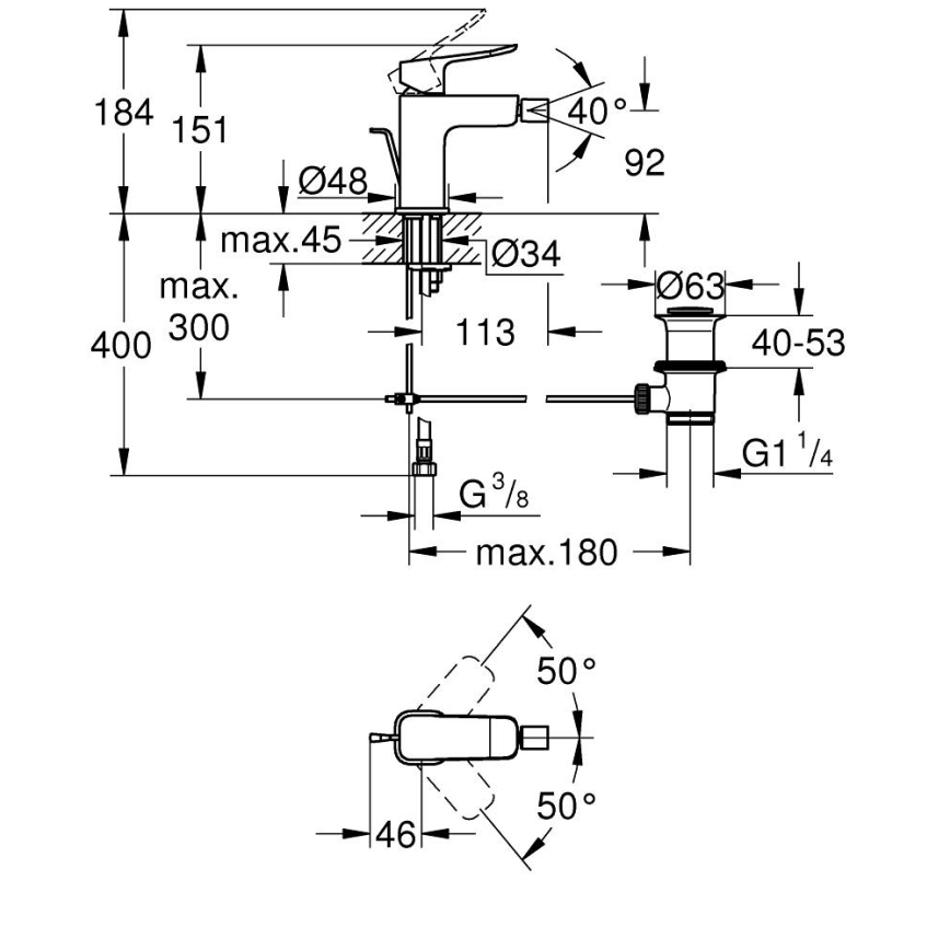 GROHE 1018772430 - Bidet-Armatur DICE schwarz