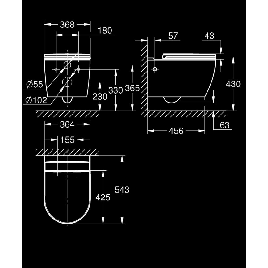 GROHE 103848SH00 - Wand-WC START ROUND KERAMIK 368 × 543 mm Duroweiß