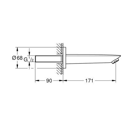 GROHE 13255001 - Wannenablauf BAUCOSMOPOLITAN 171 mm polierter Chrom