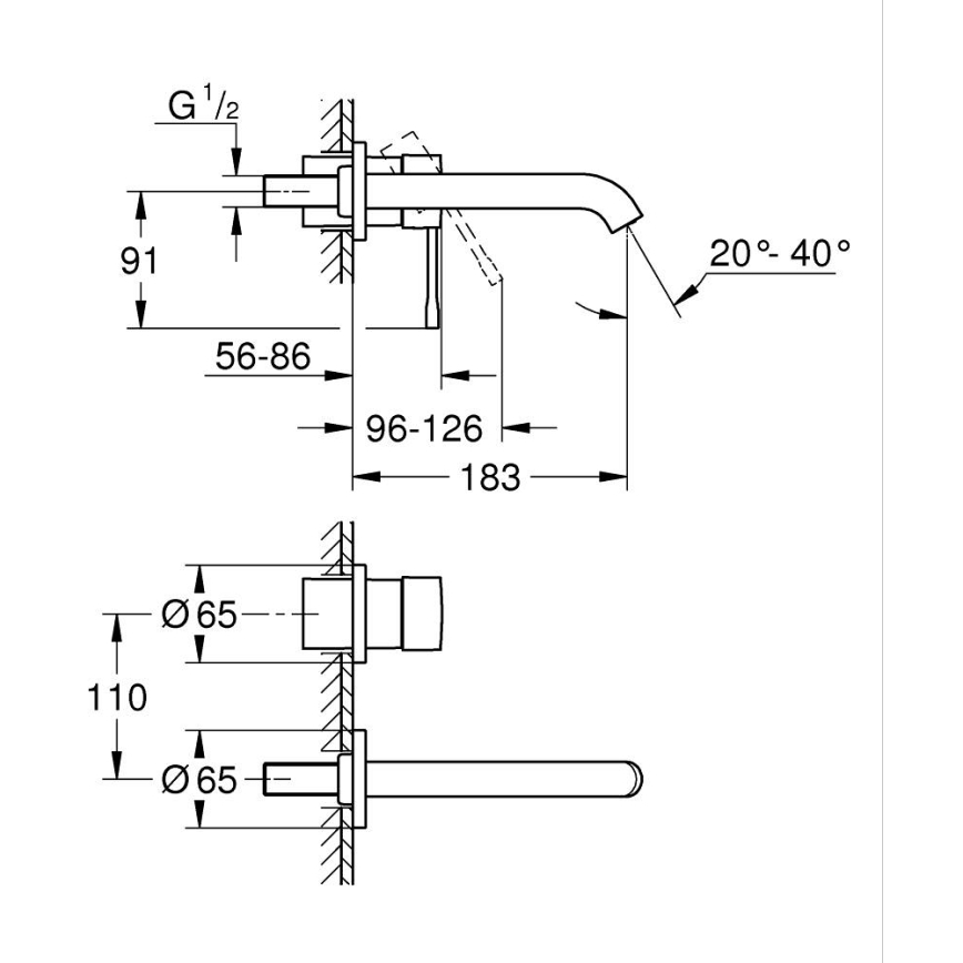 GROHE 19408DL1 - 2-Loch-Waschtischarmatur ESSENCE 183 mm, Bronze