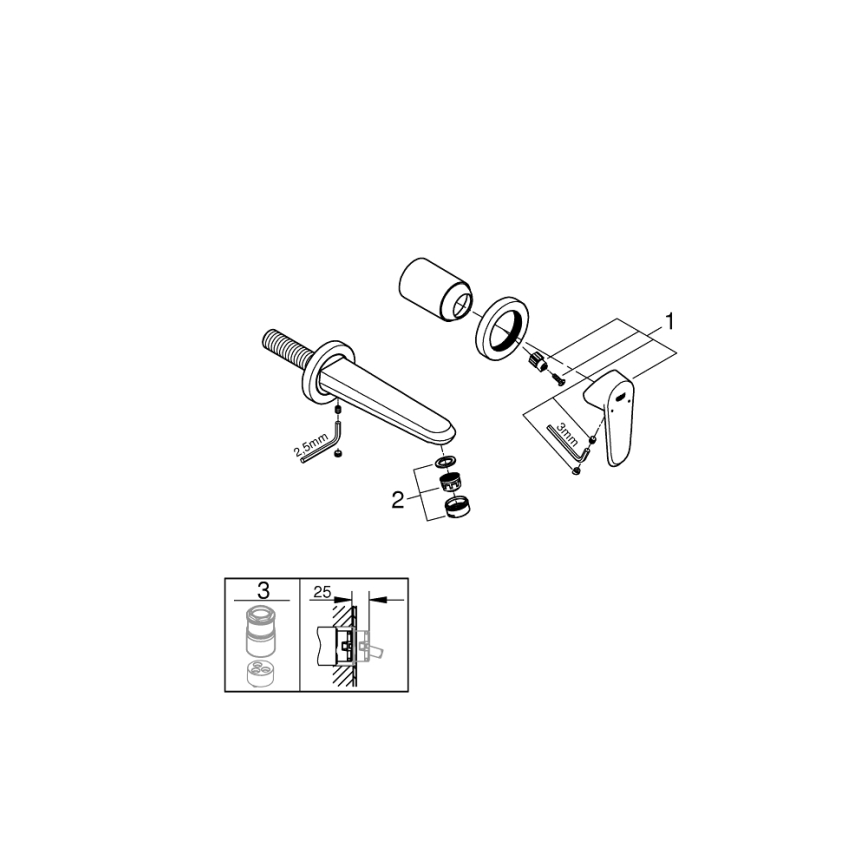 GROHE 19573002 - 2-Loch-Waschtischarmatur EURODISC COSMOPOLITAN 11 x 17 cm Chrom